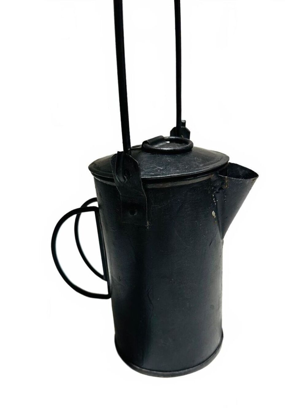 Vintage 1930's Black Oil Can Kettle with Handle Lid and Spout